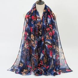 Fashion Printed Floral Scarf Viscose Hijabs Ladies Flower Shawls Muslim New Arrival Oversize Wraps Autumn Headband