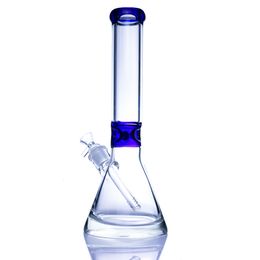 Designer beaker bong Water Pipes Pyrex glass bongs with Colorful Lips 14mm Joint Oil Rigs with down stem