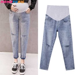 Mom denim overall trousers grossesse Women Jeans Pregnant harem Prop Pants Clothing For maternity Clothes plus size embarazada 210713