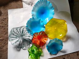 Modern Fashion Style Turkish Flower Shaped lamp Plate Hand Blown Glass Wall Plates Custom Made Murano Art Decoration