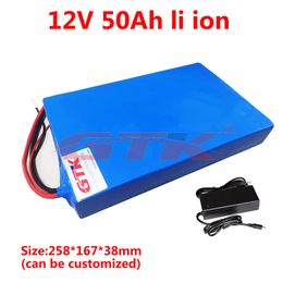 10pcs 12V 50Ah lithium ion battery pack 18650 cell with BMS for electric motor Outdoor backup power supply+5A charger