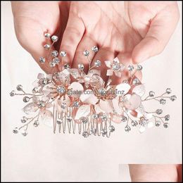Hair Clips & Barrettes Jewellery Bridal Wedding Veil Flower Crystal Pearls Combs Headbands For Women Bride Noiva Ornaments Orseven Drop Delive