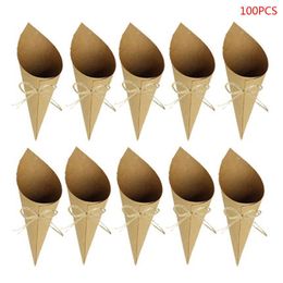 100pcs Creative Vintage kraft Paper cylinder Confetti Cones Wedding Party Decor Dropshipping 210408