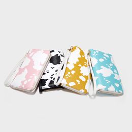 50pcs Wallets Women PU Cow Prints Square Long Credit Card Holder Mix Colour