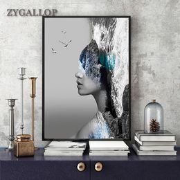 Modern Abstract Canvas Painting Natural Scenery And People Art Print Poster Living Room Decoration Office Wall Picture