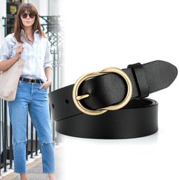 Belts Women's Jeans Belt Smooth Leather Alloy Buckle Simple Thin Accessories Fashion Luxury For Student Girls