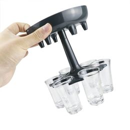 48pcs/CTN Bar Tools 6 Shot Wine Dispenser Holder Carrier With Six Glasses Included Champagne Quick Filling Carriers Caddy Liquor Dispensers Drinking Tool UPS