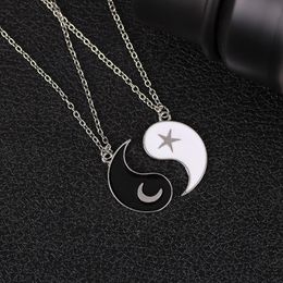 Pendant Necklaces 2 PCS Yin Yang Moon Star For Women Men Taichi Good Luck Couple Necklace Jewelry Charms Friendship Gift