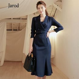 High quality Autumn Business Women Office OL Formal Long Sleeve double-breasted Bodycon Slim Work Dress 210519