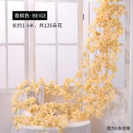 new180cm Artificial flower vine silk Cherry blossoms plastic vine for Garden Home Decoration artificial flower Fake EWD6222