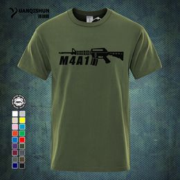 Yuanqishun Moda M4A1 Impressão de Arma Camisetas Homem Manga Curta O-pescoço T-shirt 17 Cores de Alta Qualidade Algodão Homens T-shirt 0153-U