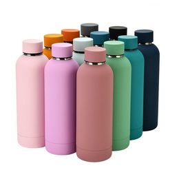 17oz 500ml Flask Sports Water Cup Bottle Double Walled Stainless Steel Vacuum Insulated Mugs Travel Thermos Custom Matte Colours FY4607