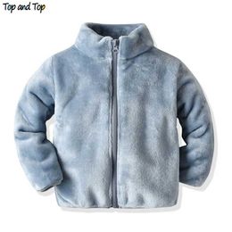 Top and Autumn Winter Cute Baby Kids Boys Girls Fannel Jacket Coat Toddler Zipper Plush Casual Outerwear Snowsuit Bebes 211011