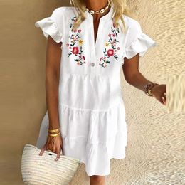 Summer Dress Women Floral Street Sexy Casual Loose Thin Beach Party Dress Plus Size V Neck Mini Dress Female Vestidos 210521