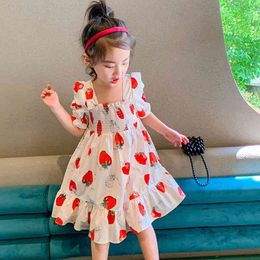 Summer Arrival Girls Fashion Strawberry Dress Kids Cute Princess Dresses Girl Clothes 210528