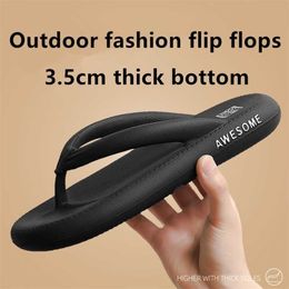 Men's Slippers Summer Flip Flops Beach Thick Bottom Outdoor Shoes Slides Thong Women Sandals Soft 211110