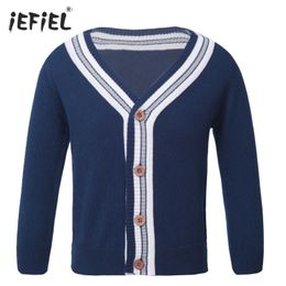 Spring Autumn V-Neck Knitted Cardigan Sweater Cotton Bolero Jacket Children Clothing Boys Girls Kids School Coat Outerwear Y1024