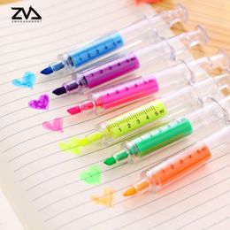 Highlighters 2 Pcs / Pack Cute Needle Tube Creative Kawaii Fluorescent Highlighter Pen School Supplies Stationery Gift Marker