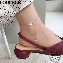 Louleur 925 Sterling Silver Little Daisy Fashion Chain Adjustable Anklets For Women Summer Jewellery 2021 Trend