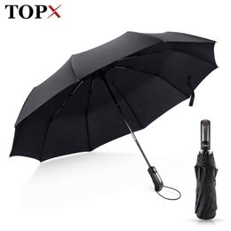 Wind Resistant Folding Automatic Umbrella Rain Women Auto Luxury Big Windproof Umbrellas For Men Black Coating 10K Parasol 210721