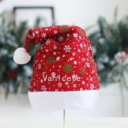 Party Supplies Christmas Hat High-Grade Plush Adult Color Snowflakes Thickening Xmas Ornament Decoration 500pcs T2I52425