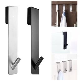 over the shower door towel hook Australia - Hooks & Rails 1PC Extended Glass Shower Door Stainless Steel Towel Over Frameless Wall Punch-Free Hanging Towels