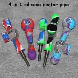 wholesale Silicone Nectar pipe Kit With Titanium Tips Smoking Dab Tool For Glass Water Bongs Rigs