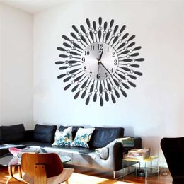 3D Large Wall Clock Crystal Sun Modern Style Silent Clocks Living Room Office Home Decoration Quartz Needle Hanging Watch 211110