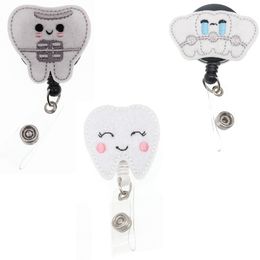 Medical Key Ring Cute Tooth Dentist Nurse Doctor Felt ID Holder For Name Accessories Badge Reel With Alligator Clip