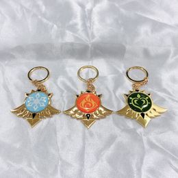 Hot Game Anime Metal Jewellery Keychains Genshin Impact Cosplay Key Chain 7 Element Weapons Eye Of God Accessories Kids Toys Gifts