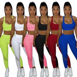 Womens Tracksuits Tank Top Pants Outfits Two Pieces Set Tops Sportswear Ladies Leggings Suits 2021 Type Selling klw6375