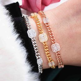 GODKI HIPHOP Iced out Cuban Links STACK BRACELET Jewellery For Women Wedding Party Cubic Zircon aretes de mujer modernos 2021