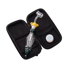 Chinafairprice CSYC NC036 Smoking Pipe 14mm Ceramic Quartz Nails Colorful Leather Case Set Dabber Tool About 6.22 Inches Tube Glass Bong Hand Pipes
