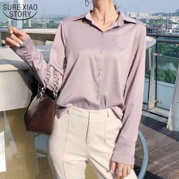 Autumn Single Breasted Solid Shirt Office Lady Wear Button Up Long Sleeve Turn Down Collar Pockets Blouse Feminine11360 210508