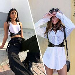 Belts Fashion Women Sexy Faux Leather Waist Belt One-piece Female T-shirt Style All-match Accessories Girdle Punk Wide Harne T1O1