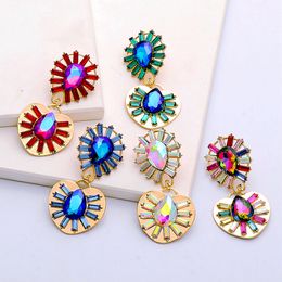 Wholeslae ZA New Colourful Crystals Drop Earrings Fine Jewellery Accessories For Women Fashion Trend Rhinestone Pendientes Bijoux