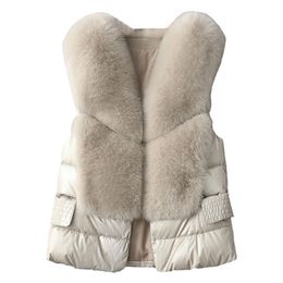 Fur Vest Women's Short Down Feather Imitation Slim Temperament Jacket Autumn And Winter Fashion All-match 211129