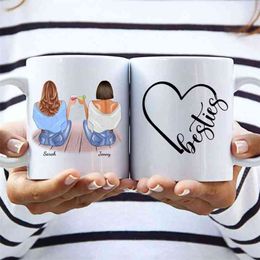 Personalised Mugs Friends 2/3 Girls Forever Ceramic Coffee Mug Cute Cups Gift Sit Creative 11OZ / 15OZ R2066 210804