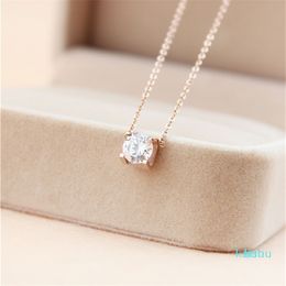 316L Titanium steel pendant necklace with Super Cute Lucky One big square diamond for women wedding gift Jewellery