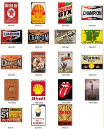 Party Decoration GAS Motor Oil Antique Metal Tin Signs Vintage Garage Man Cave Retro Posters Bar Pub Wall Decor