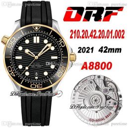 ORF 300M A8800 Automatic Mens Watch Two Tone Yellow Gold Ceramic Bezel Black Wave Textured Dial Rubber Strap 210.20.42.20.01.002 Super Edition Watches Puretime 02f6
