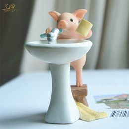 Everyday Collection Cute Pig Home Decoration Accessories Fairy Garden Miniature Animal Figurines Car Desktop Decor Birthday Gift 211101