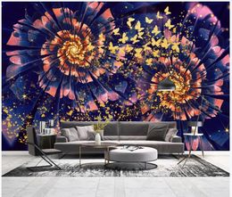 Custom murals wallpapers 3d photo wallpaper Modern fantasy golden butterfly abstract floral mural background wall papers home decor painting