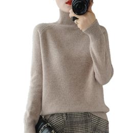 Sweater Women's Turtleneck Pullover Long Sleeved Raglan Solid Colour Wool Tops Fall Winter Thick Knitted Bottoming Shirt 210922