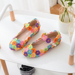 Wedding Party Floral Princess Single Shoes For Girl Kids Children Casual Fashion Flowers High-heels