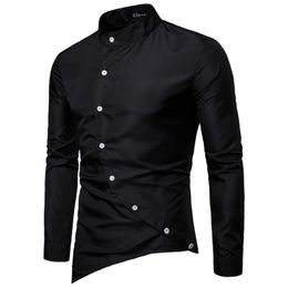 Men's Casual Shirts Retro Long Sleeve Shirt, 77777, Fall Fashion, Buttons, Satin Silk, Black Loose Shirt