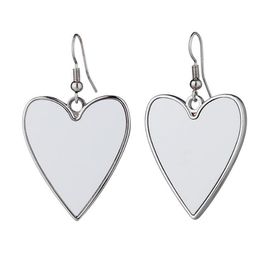 6 Styles Sublimation Earrings for Women Party Favour Blank DIY Customised Metal Dangler Leaf Heart Shaped Heat Transfer Printing Teardrop