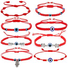 Simple Handmade Braided Lucky Red String Charm Bracelet Women Men Turkish Blue Evil Eye Beads Bracelets Trend Friendship Jewellery