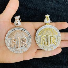 Chains 2022 Two Tone Iced Out Bling 5A Cubic Zirconia CZ Men Hip Hop Jewellery Money Dollar Umbrella Forever Rich Letter Pendant Necklace
