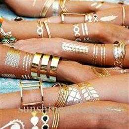 Flash Temporary Tattoo Upper Back neck armband Jewelry Arrow strip waterproof Gold Silver fake tattoo body art